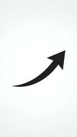 Black curved arrow pointing upward and right on white background isolated for graphic design and business presentations.