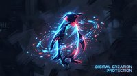 Futuristic digital energy vortex with glowing blue and pink light trails swirling in dynamic motion against dark technological background for sci-fi designs.