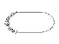 Elegant oval floral frame with delicate flowers and leaves on white background, isolated for wedding invitations, greeting cards and decorative designs.