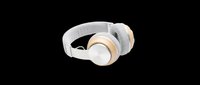 Wireless headphones with white and gold accents, isolated on transparent background. Ready for t-shirt design, clipart, stickers, print-on-demand products, and sublimation projects.