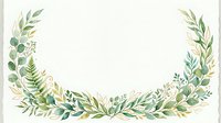 Watercolor botanical wreath with green leaves, ferns and eucalyptus branches on cream background. Natural floral frame for wedding invitations and greeting cards.
