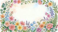 Watercolor floral frame with colorful wildflowers, roses, and green leaves on white background, perfect for greeting cards and invitations.