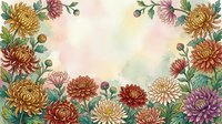 Watercolor chrysanthemum flowers frame with soft pastel background, floral border design for wedding invitations, greeting cards and decorative projects.