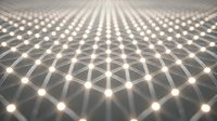 Abstract geometric pattern with glowing light points creating perspective grid on neutral background for modern digital design and technology concepts.