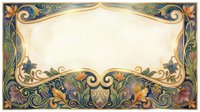 Ornate art nouveau floral frame with golden borders, swirling vines, and colorful blooms on isolated white background, ready for design use.