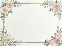 Floral frame with roses, peonies, lavender, and eucalyptus on cream background with gold border, isolated for wedding invitations, greeting cards, and design projects.