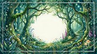Enchanted forest frame with twisted vines and magical foliage creating circular opening for text or design elements on light background.