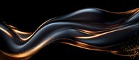 Luxurious black and copper waves flow with sparkling particles against dark background, creating elegant abstract design for luxury branding and modern decor.