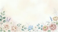Soft watercolor floral border with roses, ranunculus, lavender, and eucalyptus in pastel tones on a light background for wedding stationery.