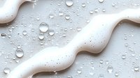 Pure white wavy lines with water droplets on light gray surface creating minimalist abstract pattern with condensation and moisture effect.