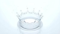 Water crown splash with droplets frozen in motion against white background, suitable for beverage, cosmetics, and wellness product marketing.