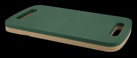 Wooden cutting board with green silicone top and handles, isolated on transparent background. Ready for kitchen design, print-on-demand products, t-shirt graphics, clipart, and sublimation projects.