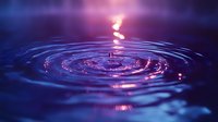 Abstract liquid ripple effect with glowing pink and blue light creating concentric circles on dark water surface, suitable for backgrounds, technology, and digital design projects.
