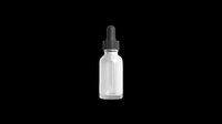 Clear glass dropper bottle with black rubber top, isolated on transparent background, ready for T-shirt design, stickers, clipart, print on demand, and sublimation use.