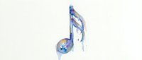 Watercolor musical note with globe and flowing ribbons isolated on white background, suitable for music education, world music concepts, and creative design projects.