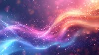 Magical cosmic background with colorful aurora waves and glowing sparkles perfect for fantasy designs, space themes, and mystical projects.