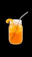 Iced tea in a mason jar with orange garnish and metal straw, isolated on transparent background. Ready for t-shirt design, stickers, clipart, and print on demand.