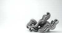 Isolated metallic wavy sculptural form with flowing organic curves and reflective silver surface, suitable for modern design, branding, and digital art projects.