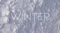 Close-up of fresh white snow texture with the word WINTER in thin modern font, perfect for seasonal banners, cards, and social media.