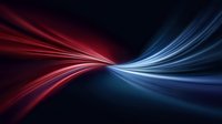 Abstract red and blue light trails converging at center point against dark background create dynamic motion effect for technology and business designs.