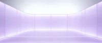 Futuristic empty room with soft purple neon lighting, glowing walls and reflective floor, modern sci-fi interior background for product display.