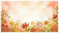 Ornamental floral border with golden swirls and warm autumn tones on watercolor background, isolated design element for invitations, cards, and decorative projects.