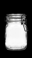 Clear glass storage jar with hinged wire bail closure, isolated on transparent background, ready for clipart, print-on-demand, sublimation, t-shirt design and kitchen product mockups.
