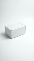White corrugated cardboard mailer box on light background, blank packaging mockup for branding, shipping, and product presentation design.