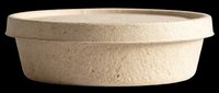 Beige round paper pulp bowl with lid, isolated on transparent background. Ready for clipart, print-on-demand, sublimation, t-shirt design, and sticker applications.
