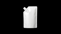 Blank white spout pouch mockup isolated on transparent background, ready for branding, packaging design, print on demand, stickers, and clipart use.