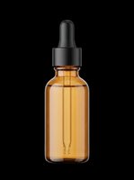 Amber glass dropper bottle isolated on transparent background, ready for stickers, print on demand, sublimation, T-shirt design, and cosmetic clipart use.
