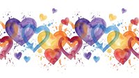 Watercolor hearts seamless pattern with colorful paint splashes and drops. Romantic design for Valentine's Day, wedding invitations, love themes.