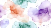 Delicate watercolor ink stains in soft pastel colors of mint, coral and lavender create ethereal flowing abstract pattern on white background. Seamless design for fabric.
