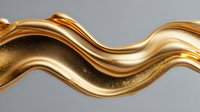 Elegant gold liquid wave with sparkling particles flowing across gray background, creating luxurious metallic texture for premium design projects.