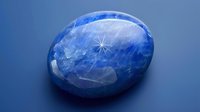 Polished oval blue sapphire gemstone with natural inclusions and facets catching light on dark background, showcasing luxury mineral specimen for jewelry design.