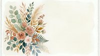 Watercolor autumn floral arrangement with dried grasses, roses, and foliage on cream background. Isolated botanical design for invitations, greeting cards, and wedding stationery.