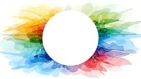 Vibrant watercolor splash with white circle frame in rainbow spectrum colors. Abstract artistic background for creative design projects and presentations.