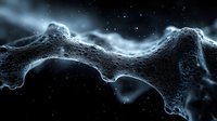 Ethereal blue smoke-like formation against dark background creates mysterious cosmic atmosphere with glowing particles and flowing energy waves in space-inspired design.