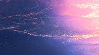 Abstract cosmic background with flowing golden glitter waves on purple and blue gradient surface creating ethereal celestial atmosphere for luxury designs.
