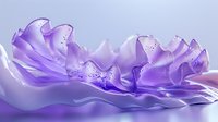 Ethereal purple petals with glowing sparkles and delicate waves creating dreamy floral art composition in soft lavender and white tones.