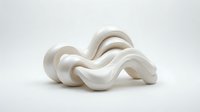 Abstract white sculptural form with flowing curves and organic shapes on neutral background for modern interior design and artistic projects.