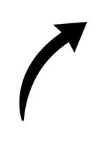 Black curved arrow pointing upward and right on white background isolated for graphic design projects and presentations.