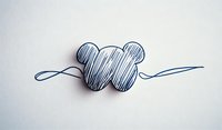 Minimalist line drawing of mouse head silhouette with continuous flowing ribbon lines on white background, creative artistic design element for stationery and branding.