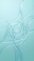 Flowing transparent glass ribbons with water droplets and globe icon on soft turquoise background, suitable for technology, business, and global connectivity design projects.