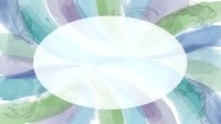 Watercolor feathers frame with pastel colors creating decorative border around white oval space for text or design elements.