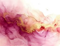 Flowing abstract watercolor in pink and gold tones with organic fluid shapes creating an elegant artistic background for luxury design projects.