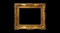 Ornate gold frame with elaborate baroque-style carved details, isolated on transparent background. Ready for design use on t-shirts, posters, clipart, print-on-demand products, stickers, and sublimation projects.