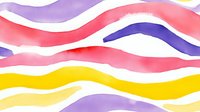 Colorful wavy stripes in pink, purple and yellow watercolor style on white background create seamless abstract pattern for fabric, wallpaper and textile design.