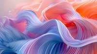 Flowing abstract waves in coral pink and pastel blue colors create dynamic fluid motion pattern with soft gradient transitions and curved lines for modern design background.