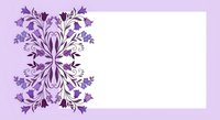 Elegant purple floral ornamental border design with decorative botanical elements on gradient background for wedding invitations and greeting cards.